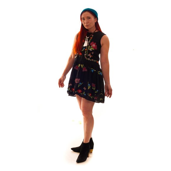 SOLD!  ZARA Woman Embroidered Mini Slip Dress - Picture 4 of 6